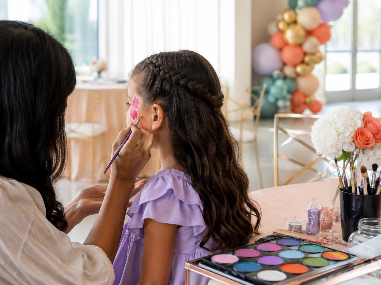 Face painting at a family gathering
