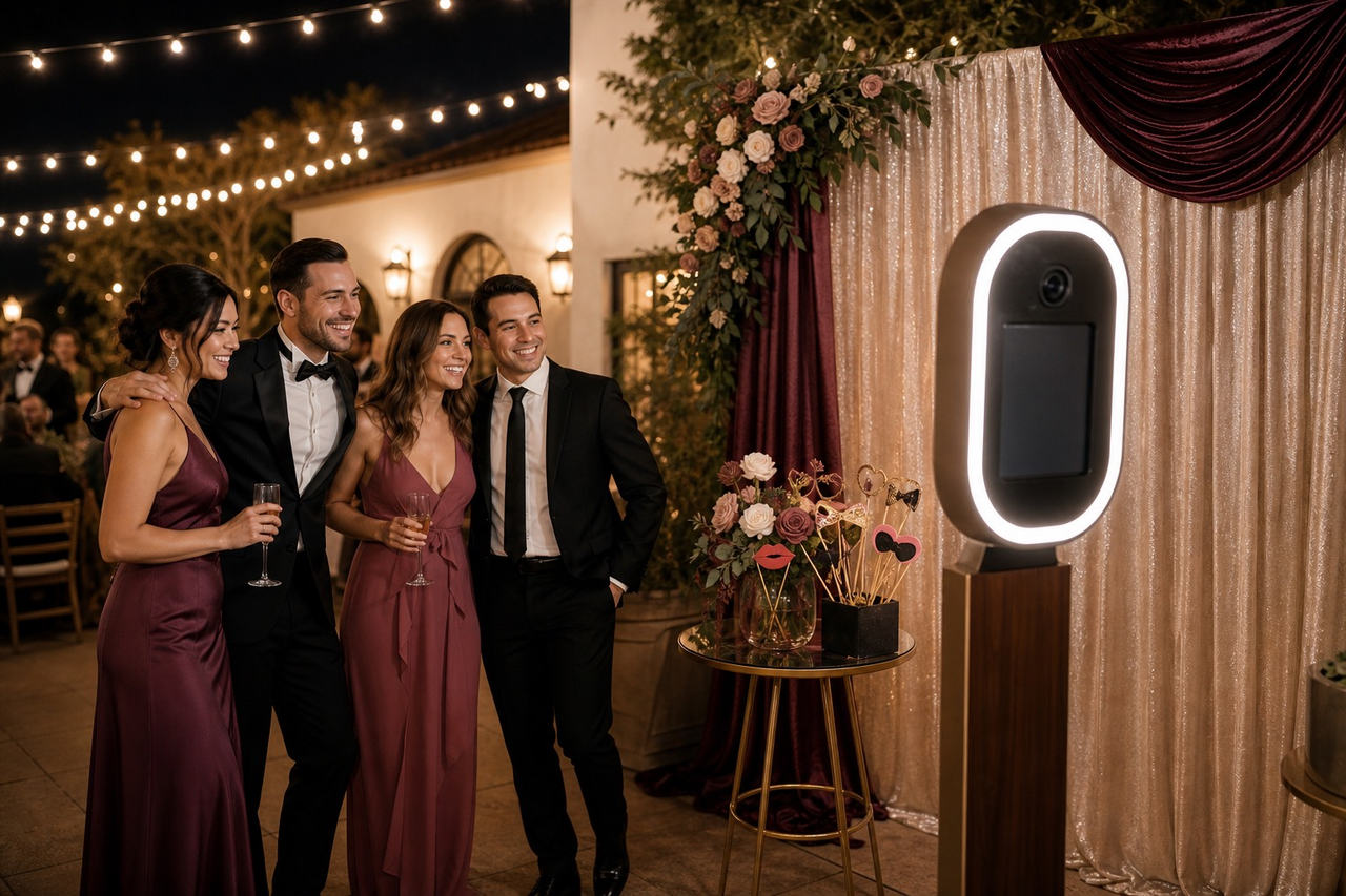 Photo booth for wedding in Sugar Land, representative Greater Houston styling inspiration